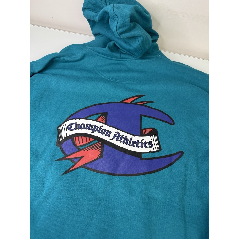 Mens Champion Athletic Teal Hoodie Size XL New With Tags Double Sided